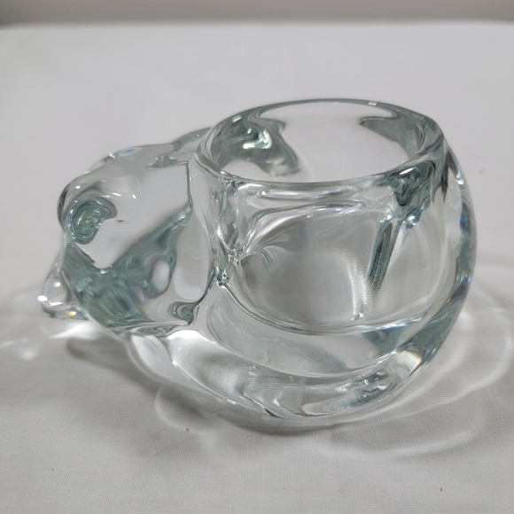 Vintage Indiana Glass Crystal Heavy Solid Sleeping Cat Votive Candle Holder - Picture 3 of 11
